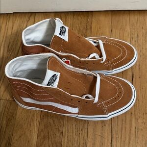 Vans Tan and White High-Top Sneakers